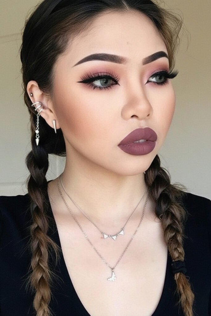 Soft Grunge Makeup with Mauve Lips