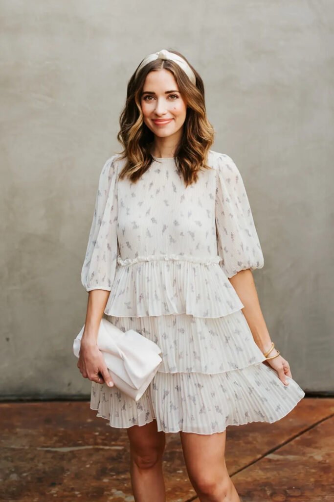 White Lace Dress with Ballet Flats