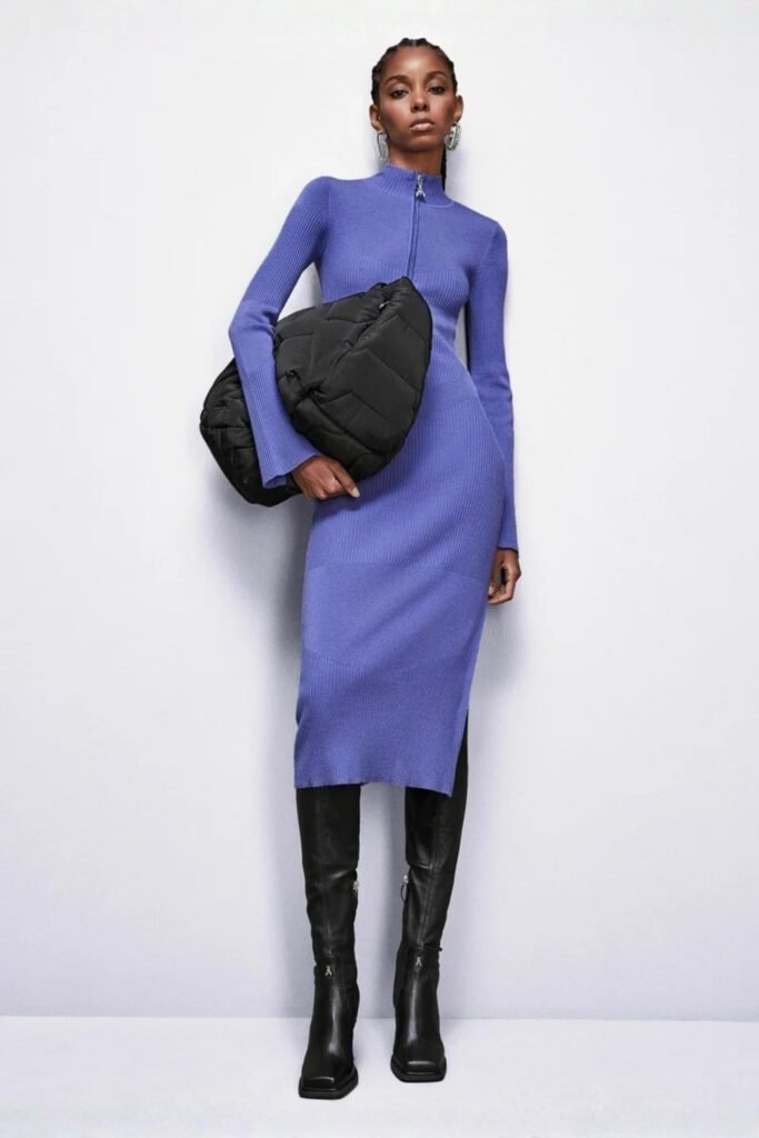 Wool Midi Dress & Knee-High Boots