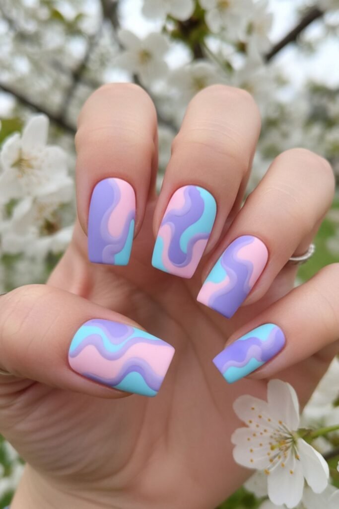 Abstract Pastel Easter Nails