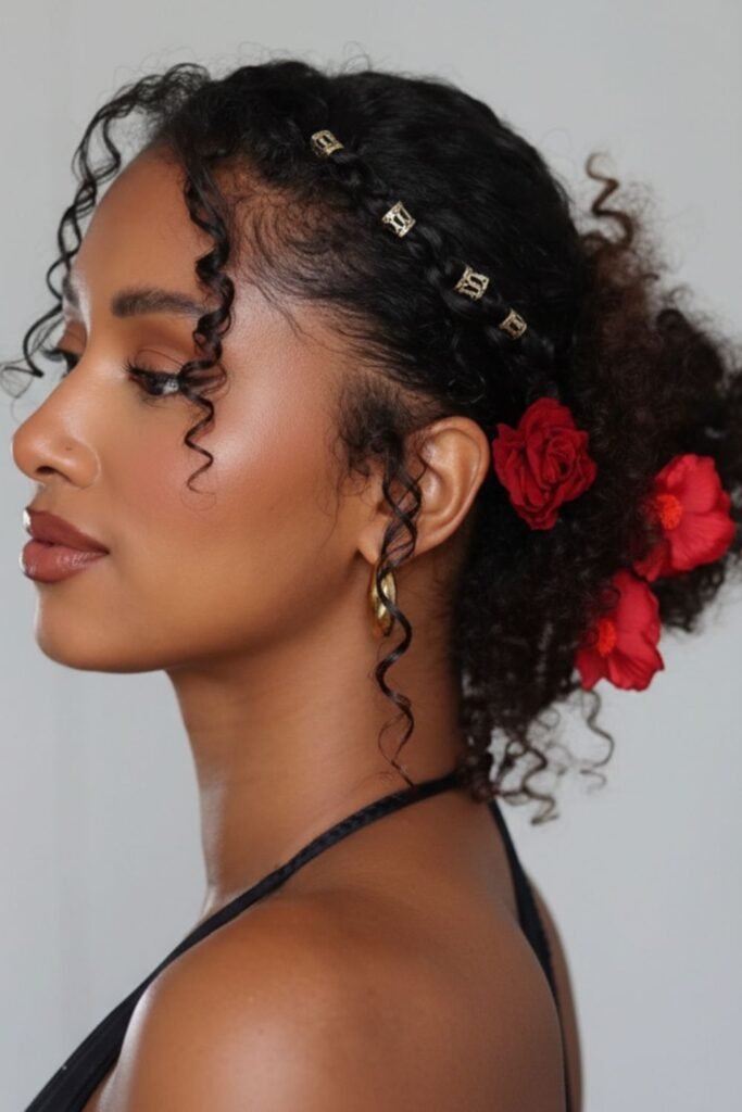 Accessorized Curly Bun