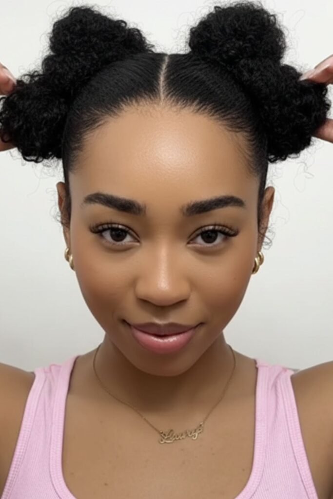 Bow-Shaped Space Buns