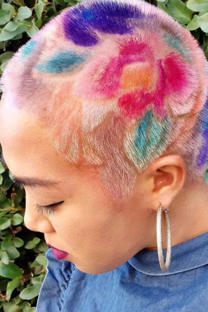 Colorful Floral Buzz Cut For Women