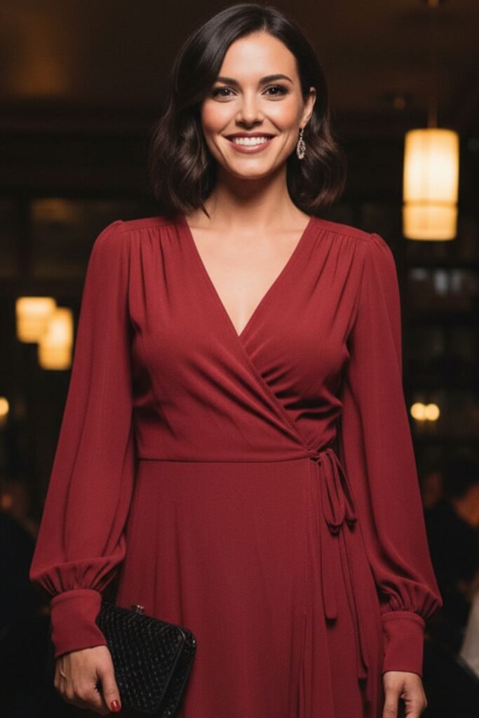 Cue Wrap Long Sleeve Dress