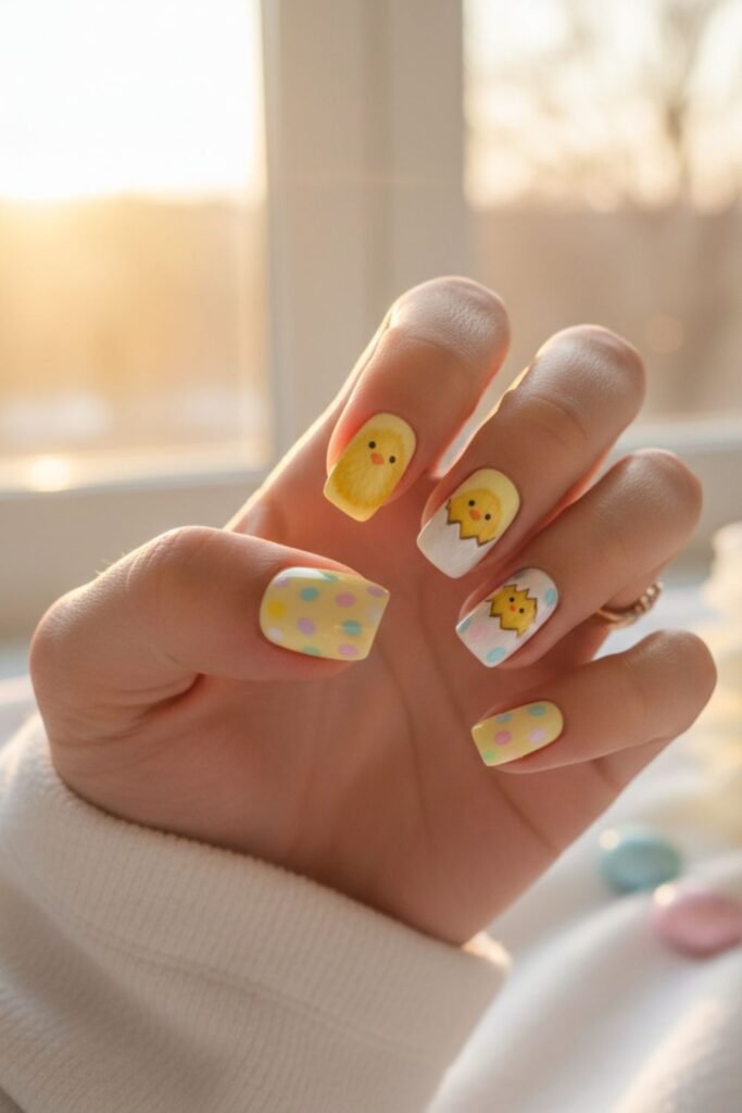 Easter Chick Egg Nails