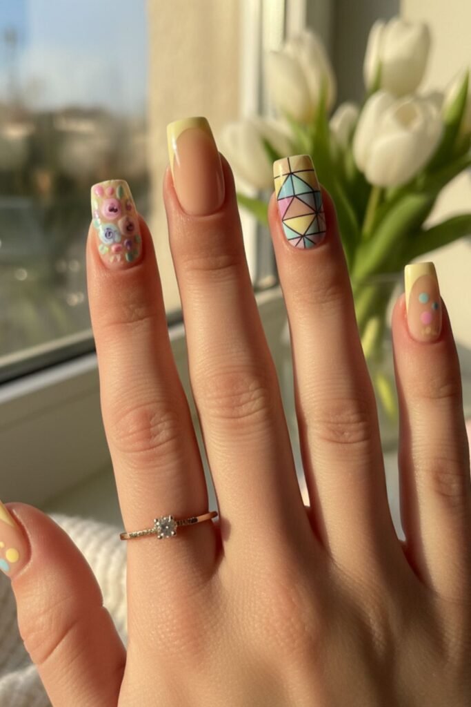 French Tips With Nail Ar