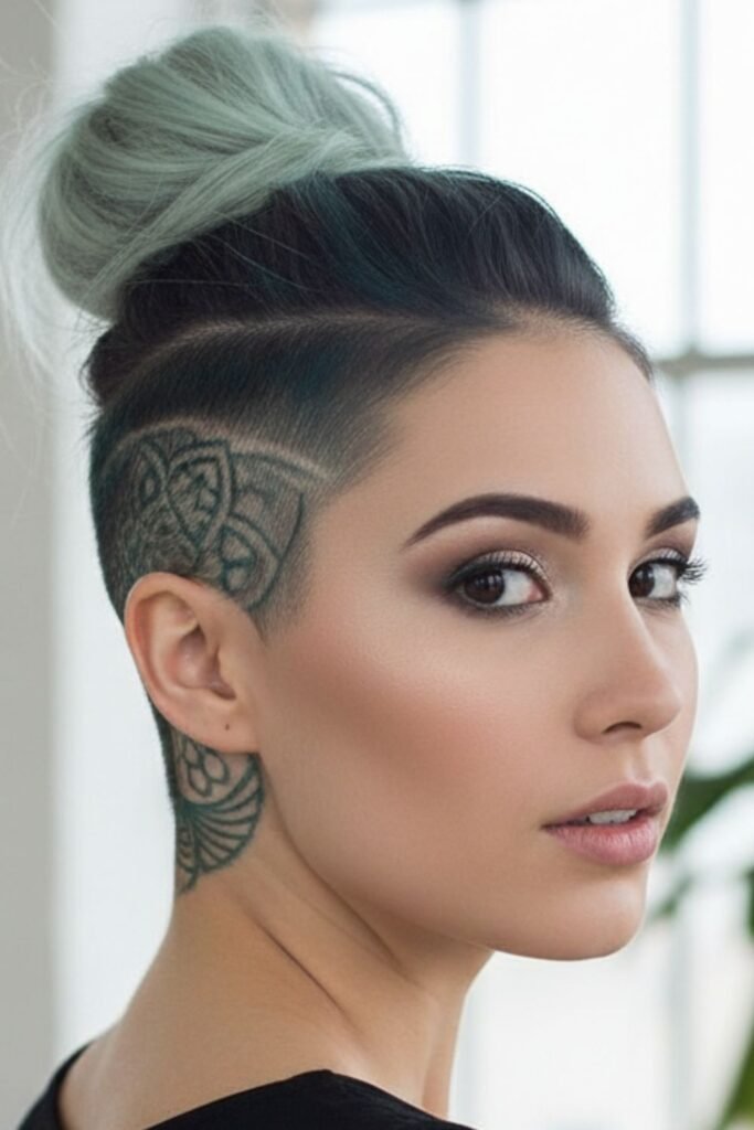 Geometric Undercut with Ombre Top-Knot