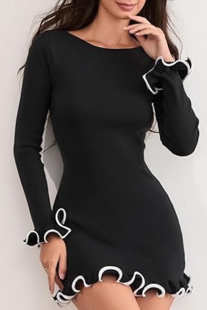 Knit Ruffle Hem Mini Dress