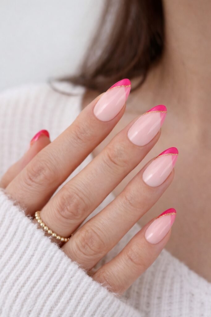 Pink Color Blocked Tips