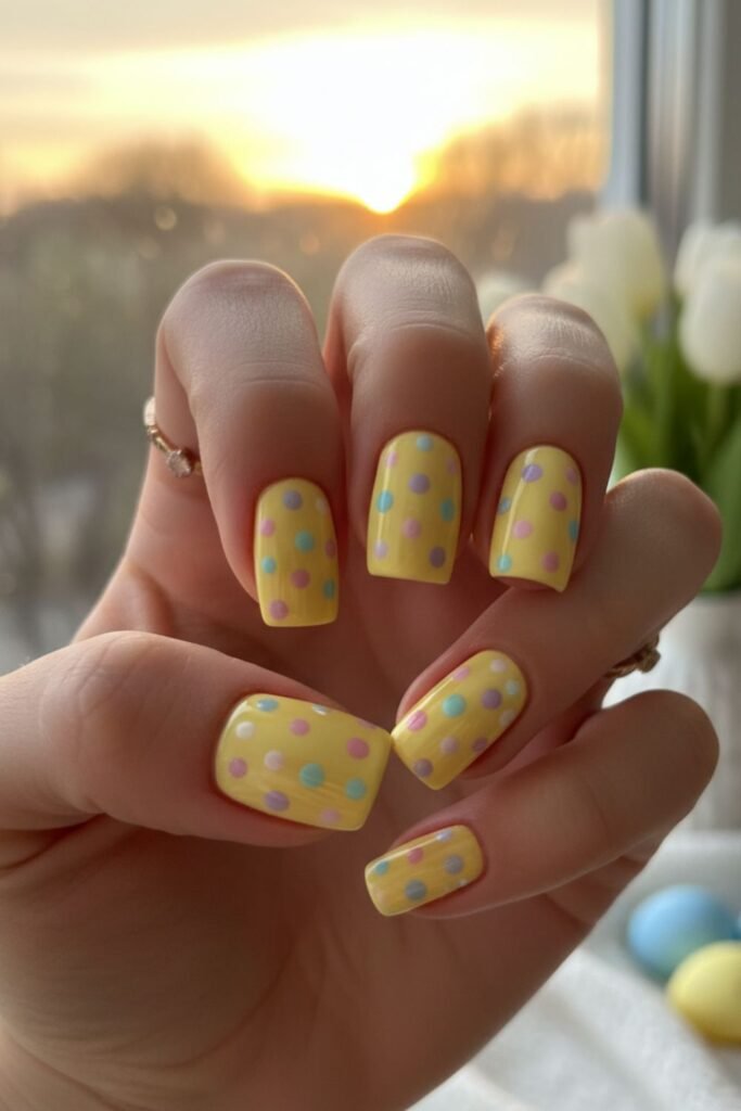 Polka Dots Easter Nail Idea