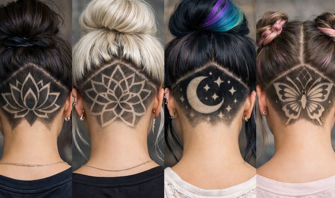 _Undercut Hair Tattoo Ideas For Girls With Creative Patterns