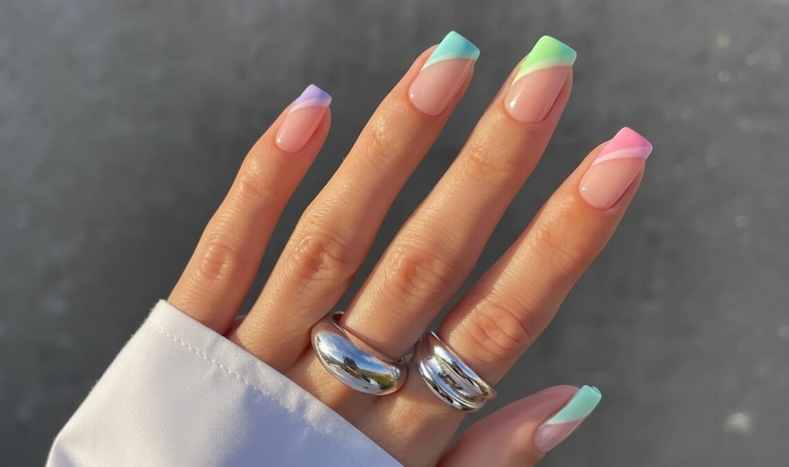 easter french tip nails