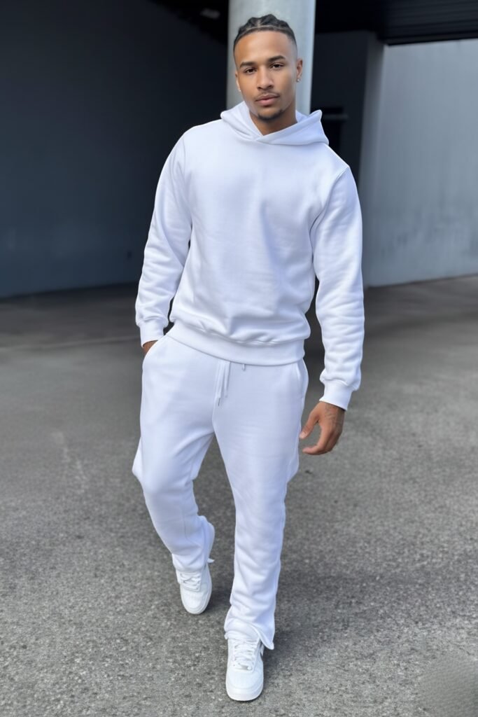 All White Hoodie and Joggers Athleisure