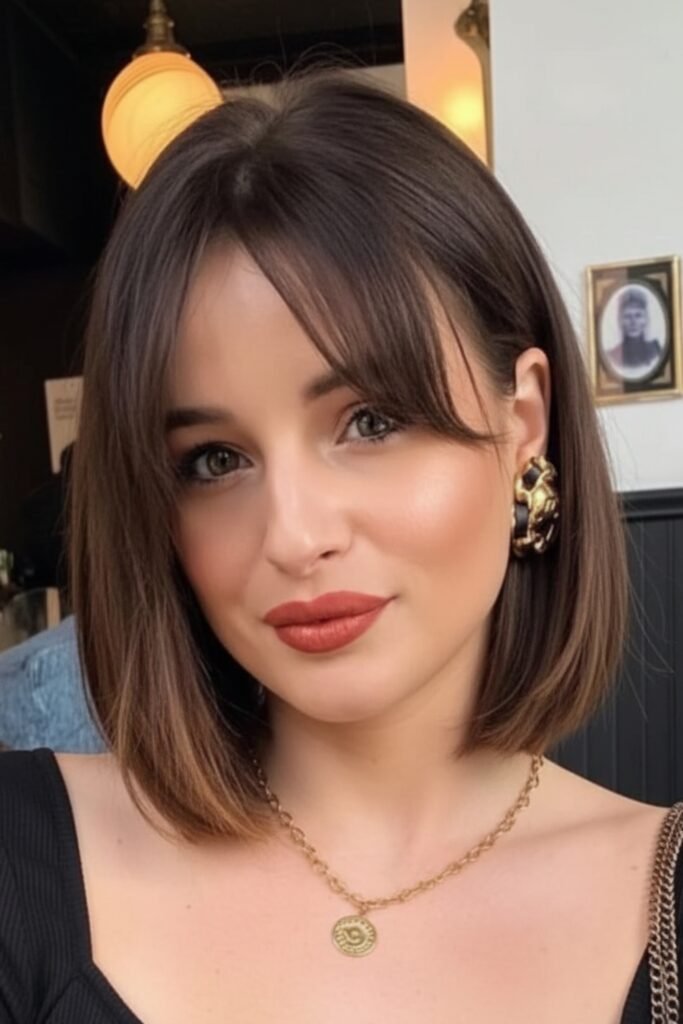 Angled Bob with Curtain Bangs