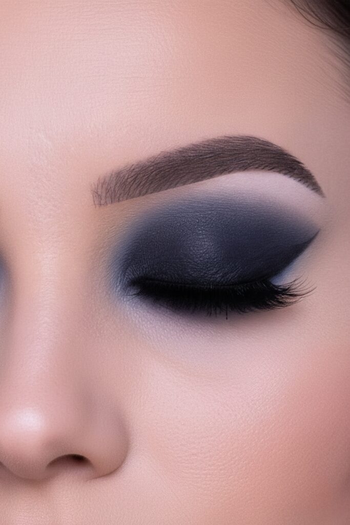 Navy Matte Smoky Wing makeup