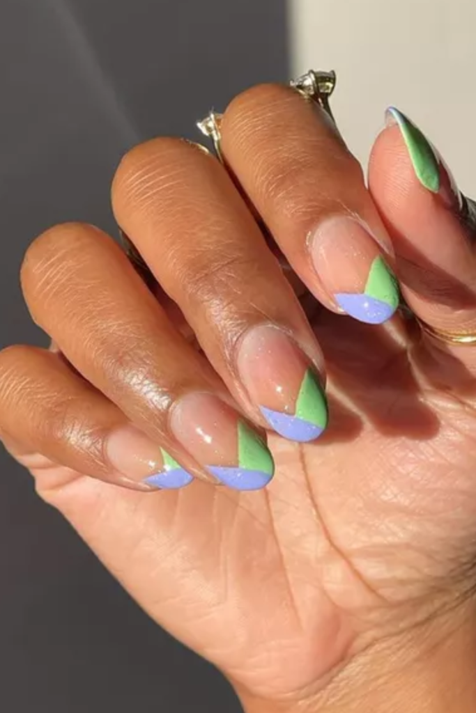 Blue And Green Apex French Tips
