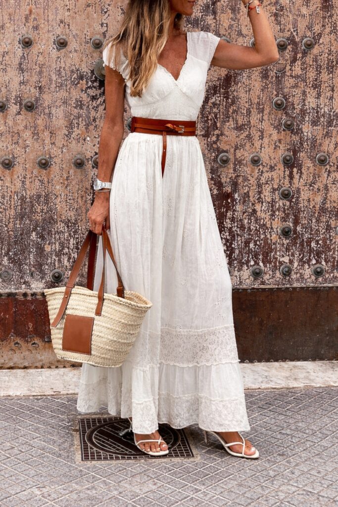 Outfit: Maxi Dress With an Oversized Buckle Belt