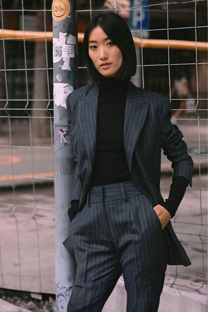 Charcoal Pinstripe Modern Edge