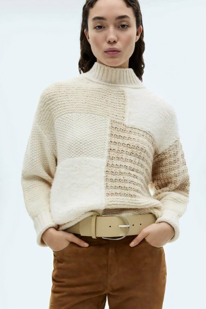 Outfit: Textured Knit With a Buckle Belt