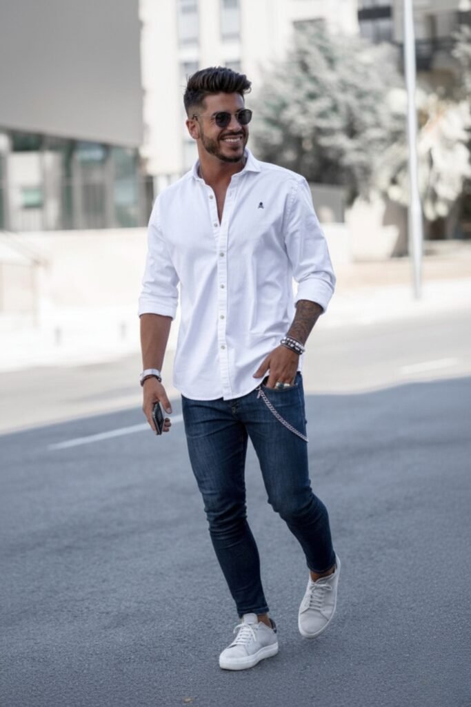 Crisp White Tee and Denim Street Style