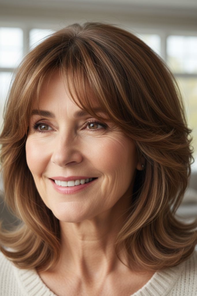 Medium Layered Hair With Wispy Bangs