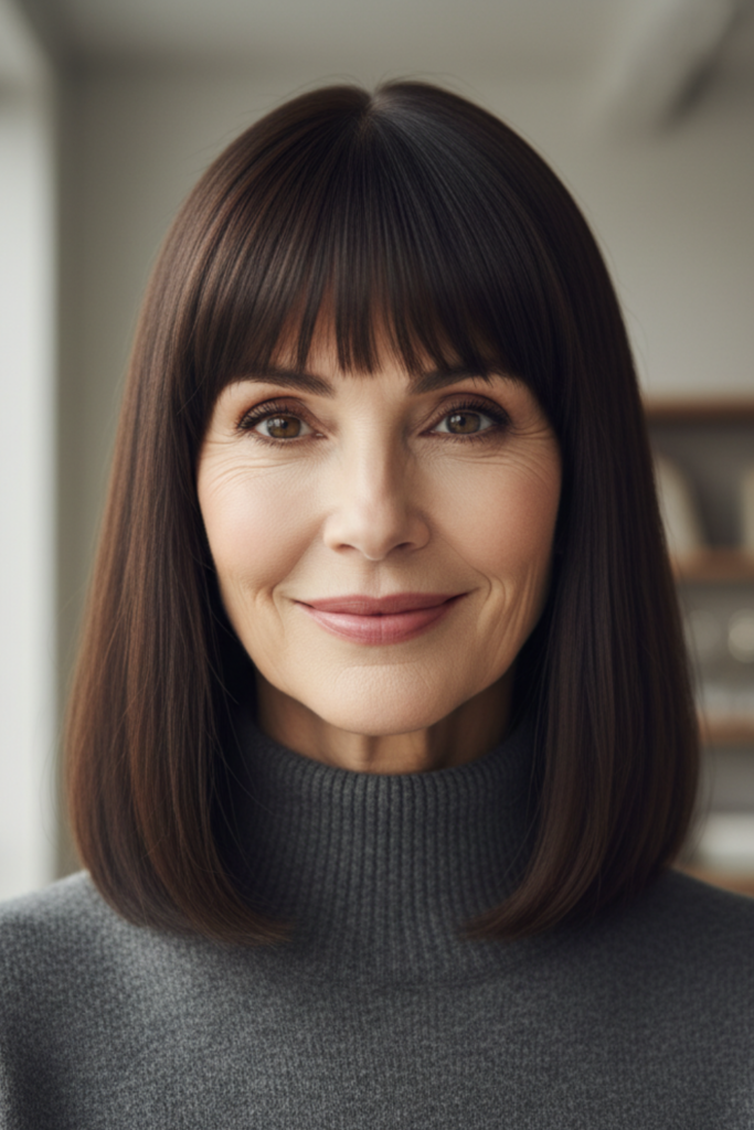 Medium Straight Hair With Bangs