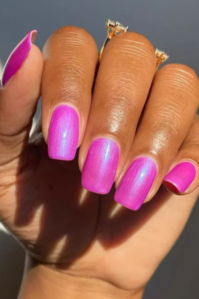 Metallic Fuchsia Nails