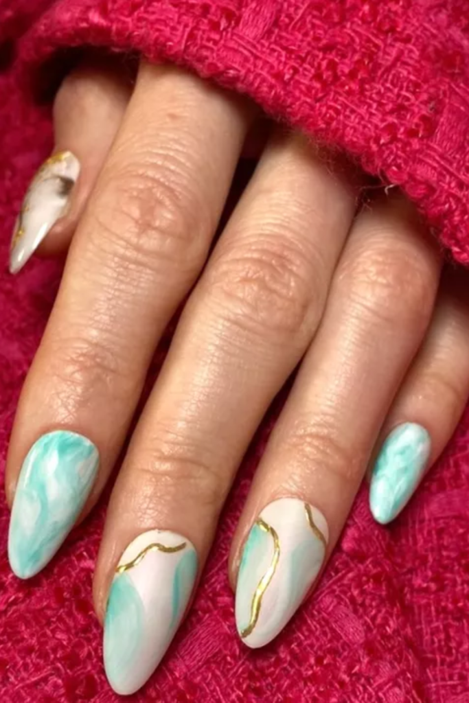 Mint Marble Nails