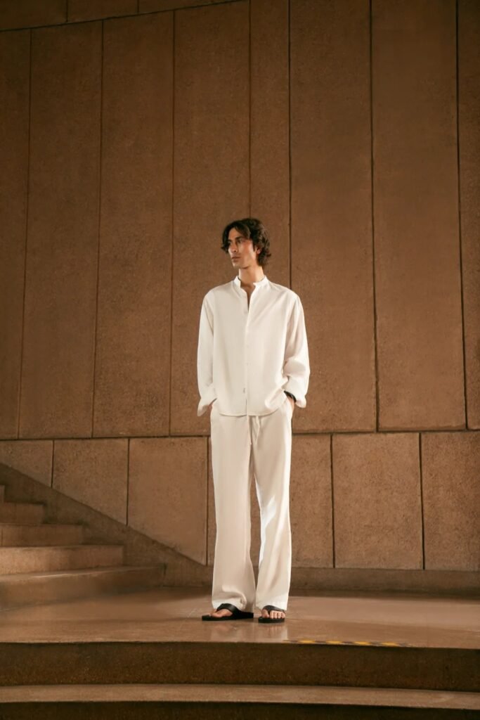 Oversized White Shirt and Wide-Leg Trousers Minimalist