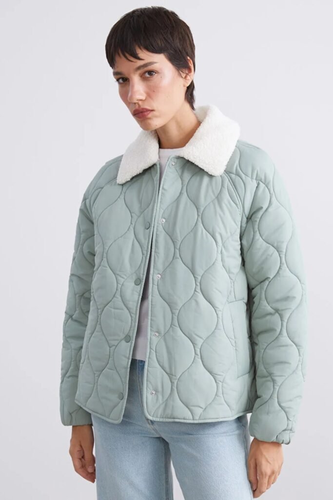 Plush Quilted High Collar Jacket
