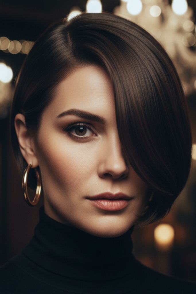 Retro Bob With Deep Side Part