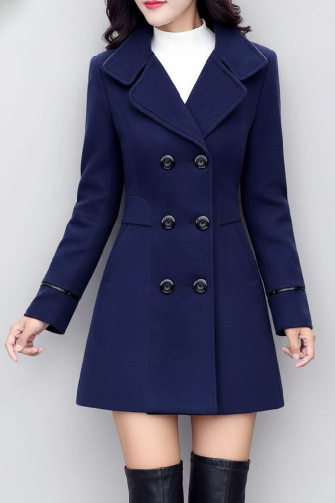 Sleek Wool High Collar Jacket