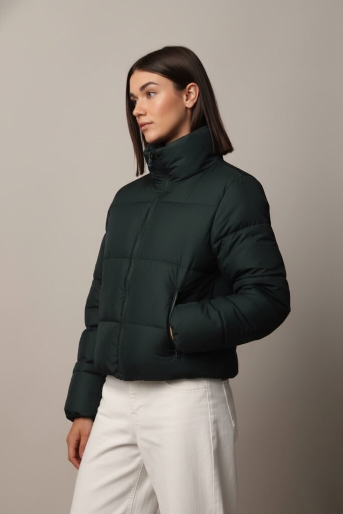 Synthetic Puffer Sleek High Neck Jacket