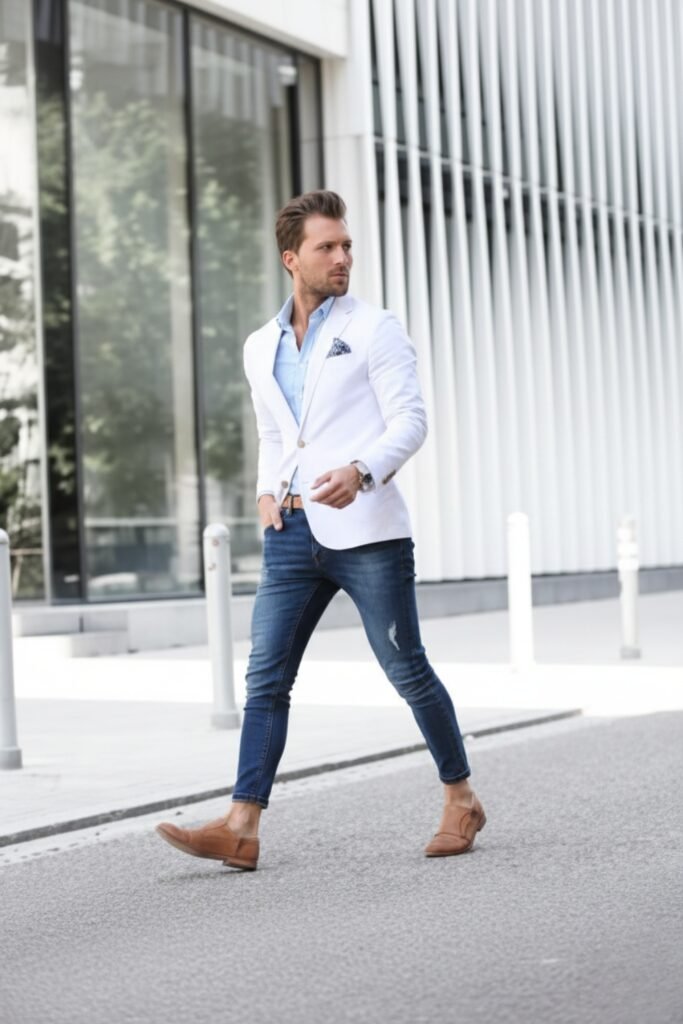 Tailored White Blazer and Jeans Elevated Casual