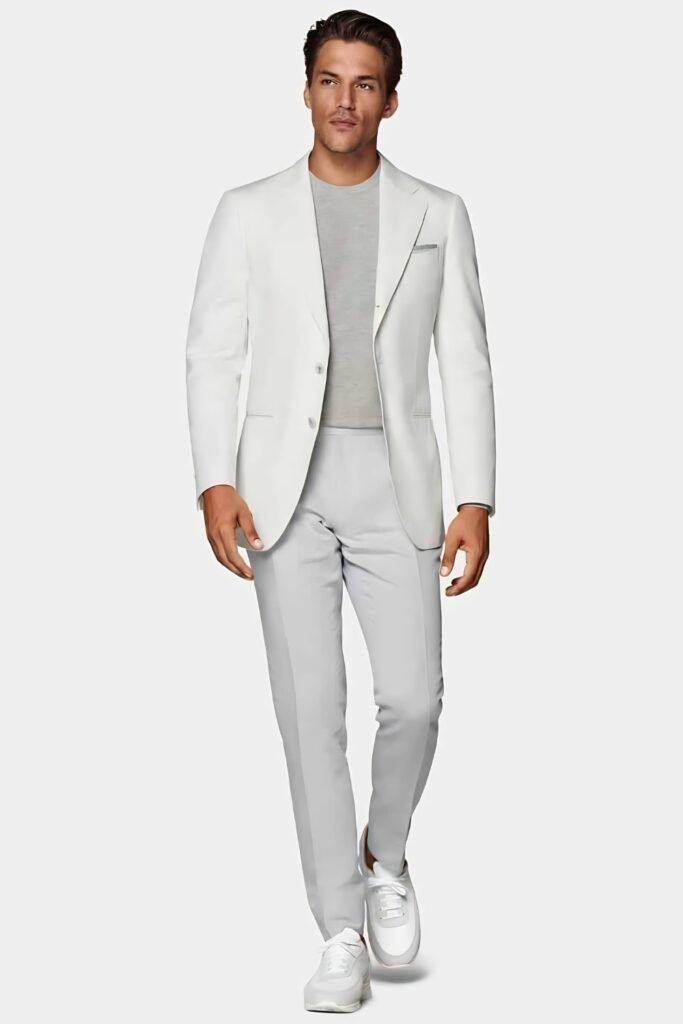 White Blazer and T-Shirt Elevated Street