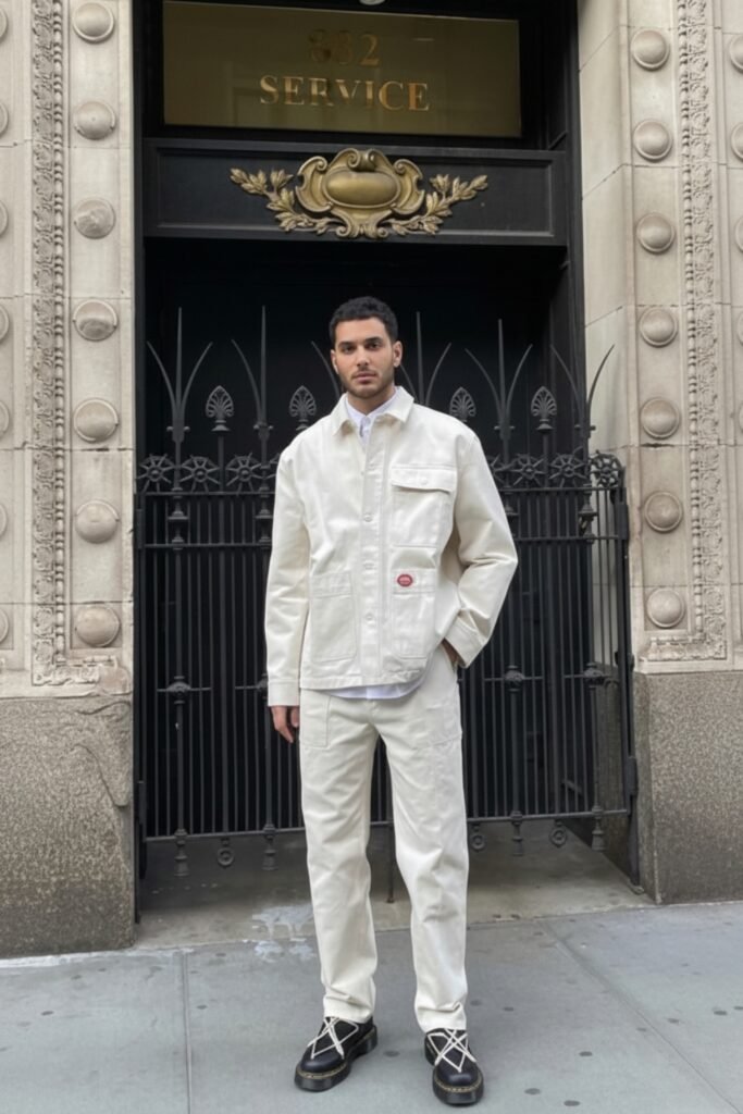 White Overshirt and Jeans Layered Streetwear