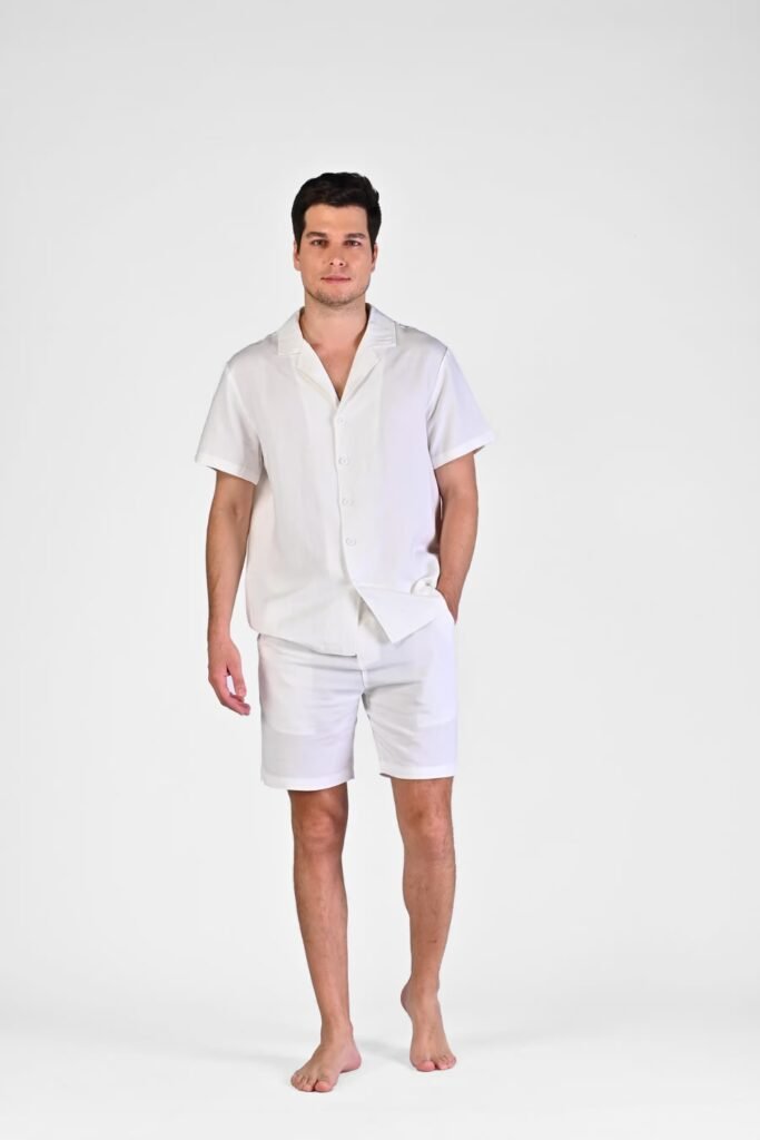 White T-Shirt and Bermuda Shorts Easy Summer