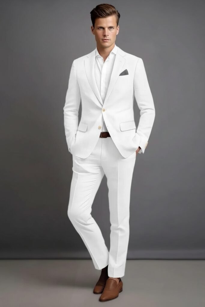 White Tailored Suit Full Monochrome