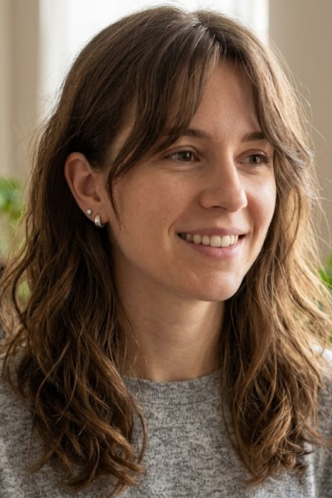 Air-Dried Curtain Bangs With Length