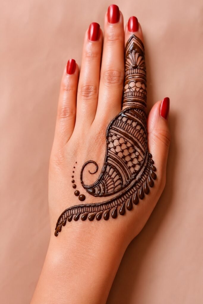 Airy Arabic Paisley Back Hand Mehndi Design