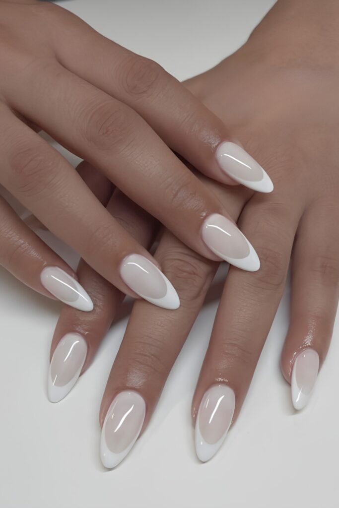 Almond Milky French BIAB Nails