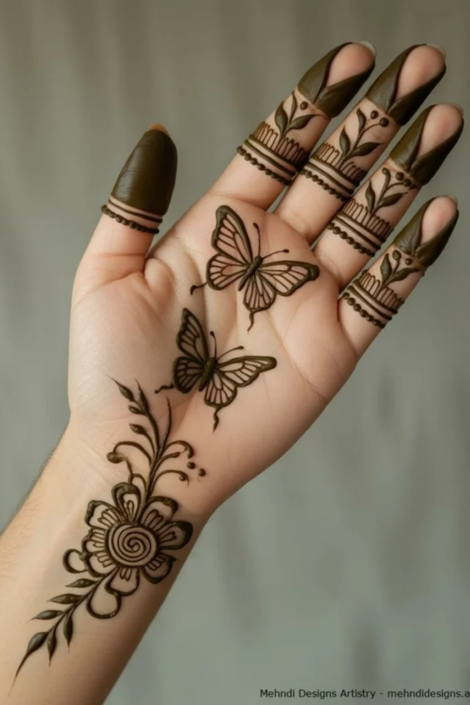 Arabic Flowing Butterfly Back Hand Mehndi