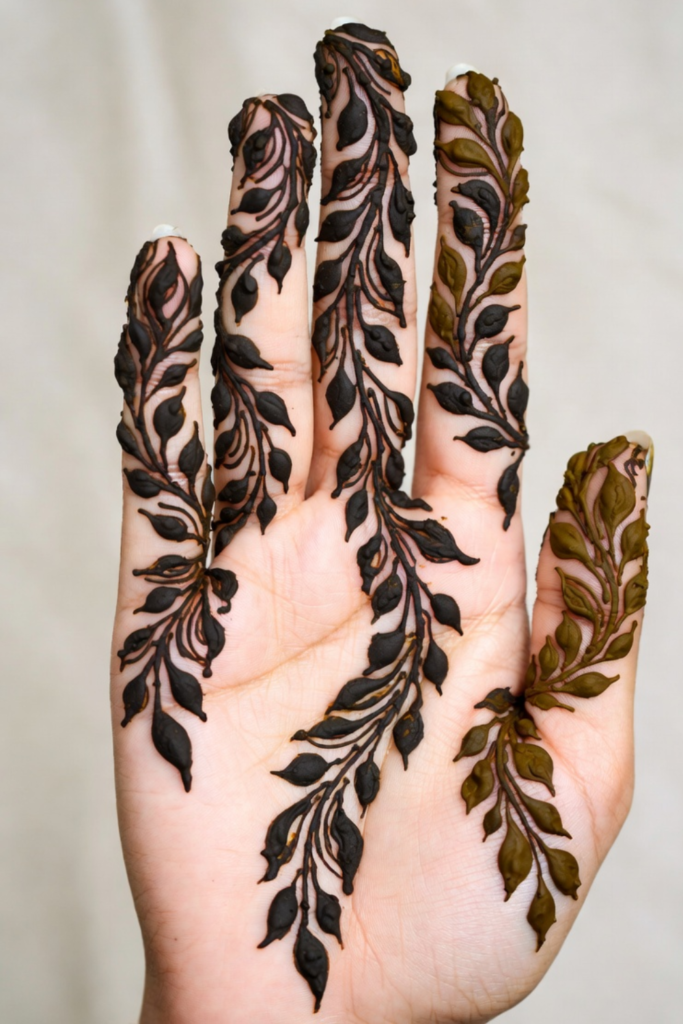 Arabic Flowing Leaf Finger Design
