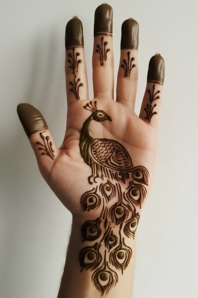 Artistic Palm and Wrist Peacock Design