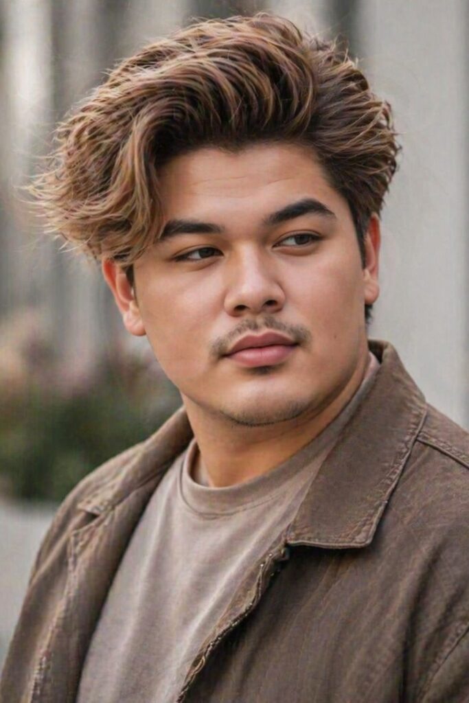Asymmetrical Sweep on a man with a round face