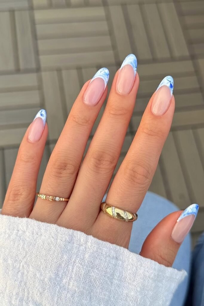 Baby Blue French Tip April Nails