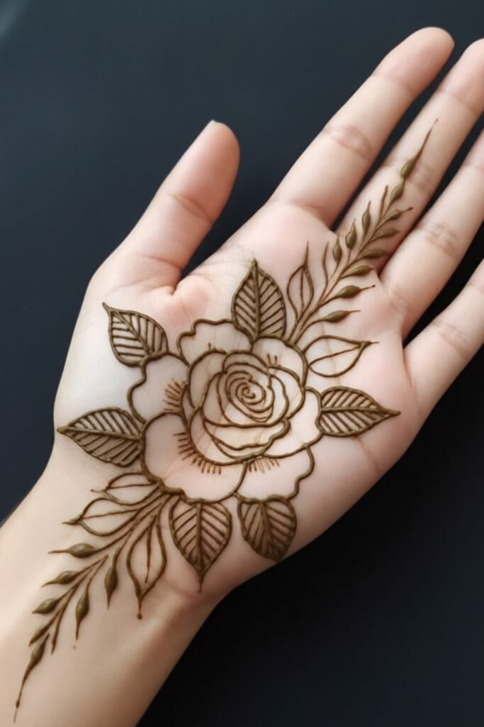 Blooming Palm-Centered Rose Elegance