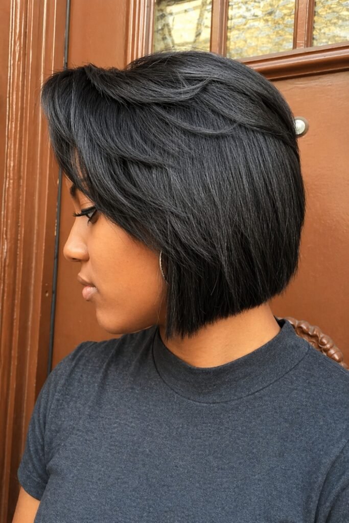 Blunt Cut With Feathered Bangs