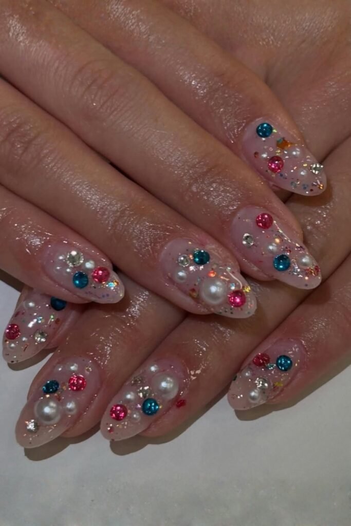 Blush Nude with Pearl Clusters