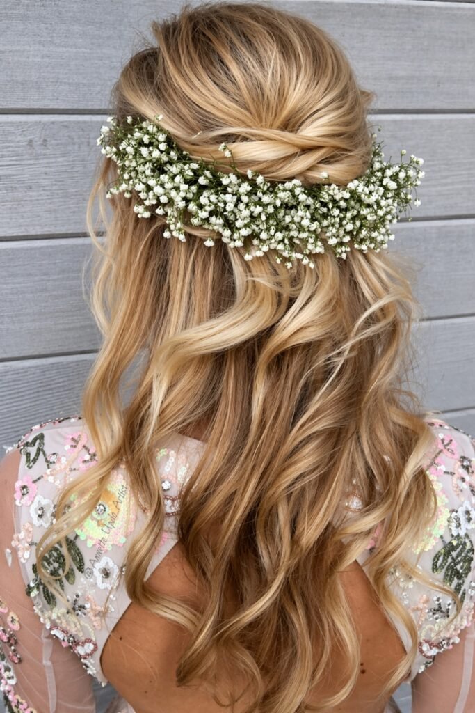Bohemian Curls With Baby’s Breath